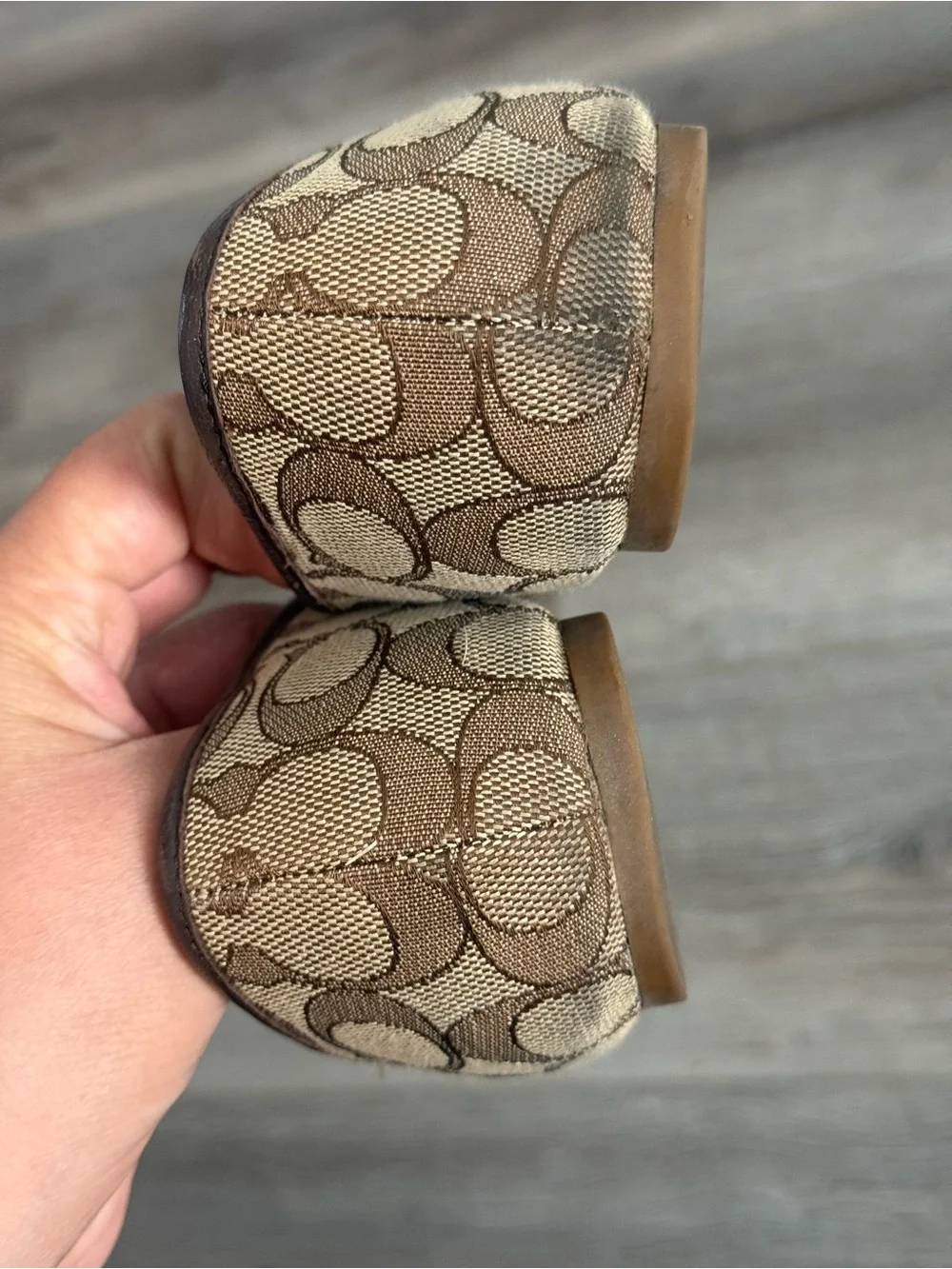 COACH Brown Signature Canvas Tassel Ballet Flats